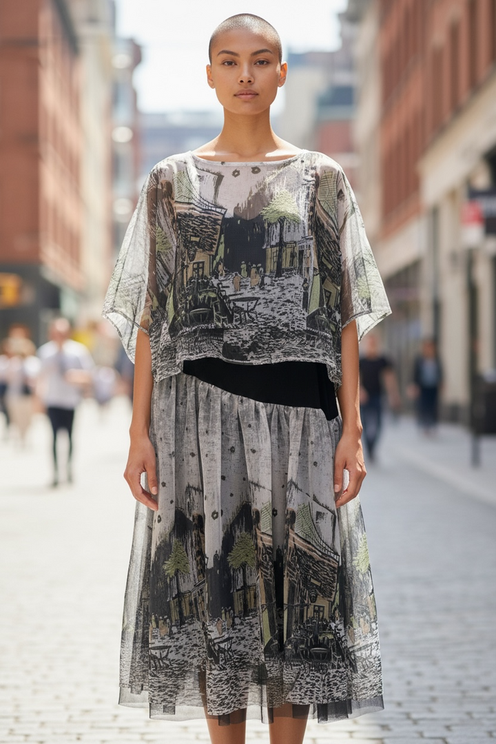 Italian Bistro Art Tulle Skirt