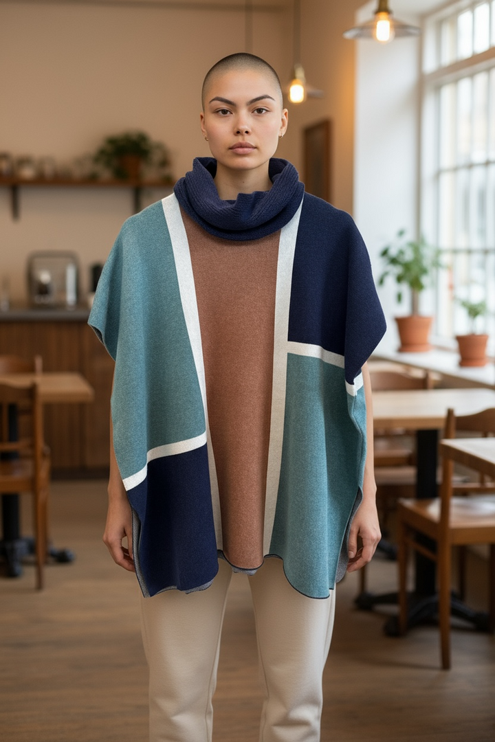 Block Print Cotton Poncho Cape
