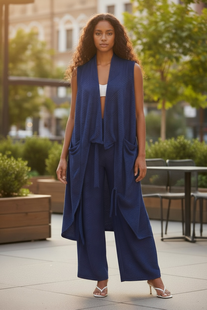 Blue Layer Front Textured Duster