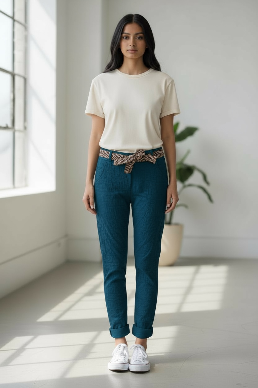 Eternelle Turquoise Crinkle Pant