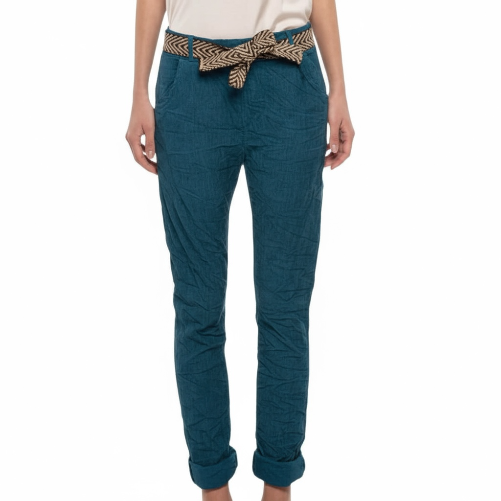 Eternelle Turquoise Crinkle Pant