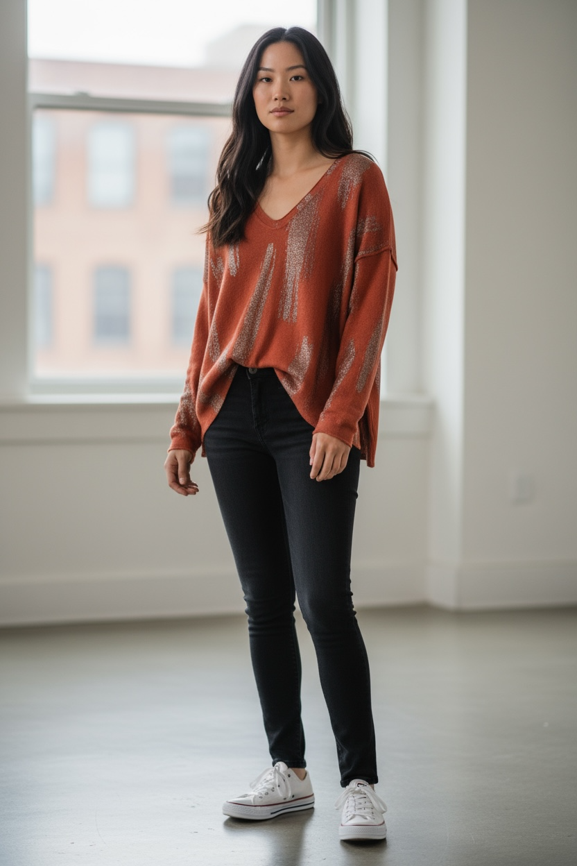 Elissia Orange/Gold Foil Sweater