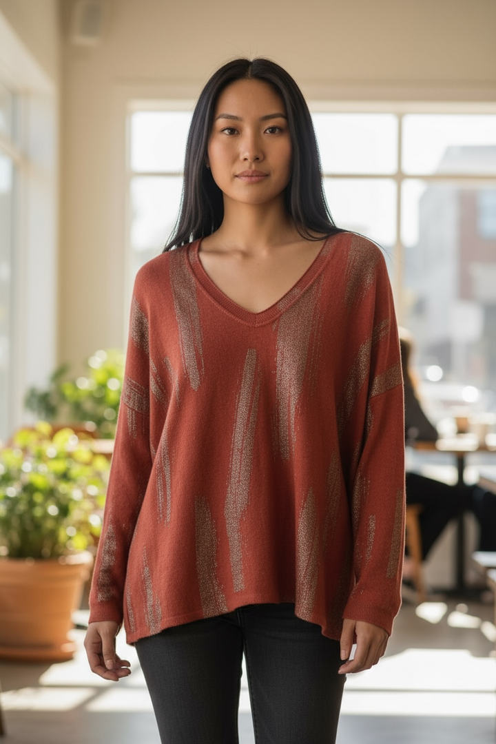 Elissia Orange/Gold Foil Sweater