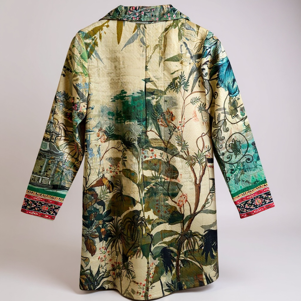 Orientique Floral Green Cotton Coat