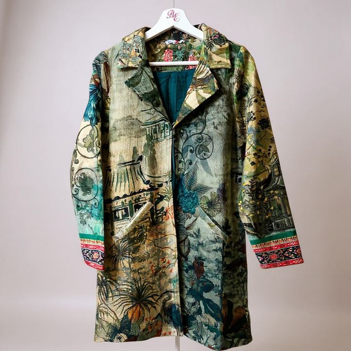 Orientique Floral Green Cotton Coat