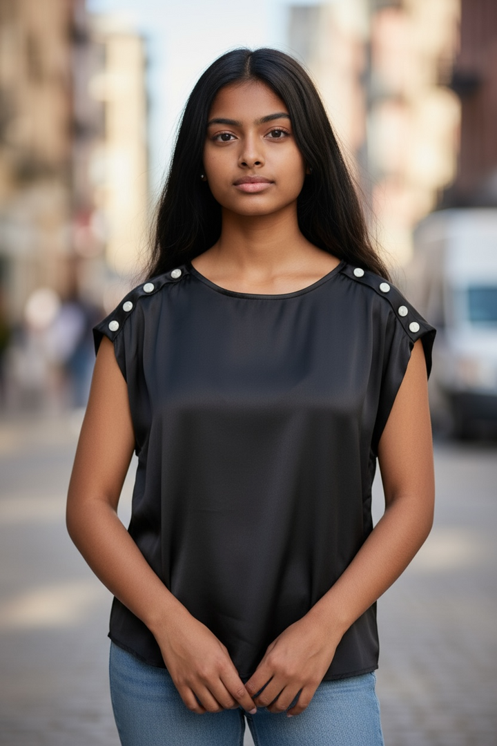 Melissa Nepton Black Satiny Top