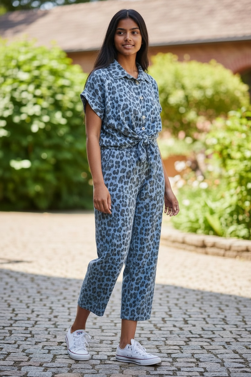 Capri à jambes larges imprimé animal - par Angela Mara