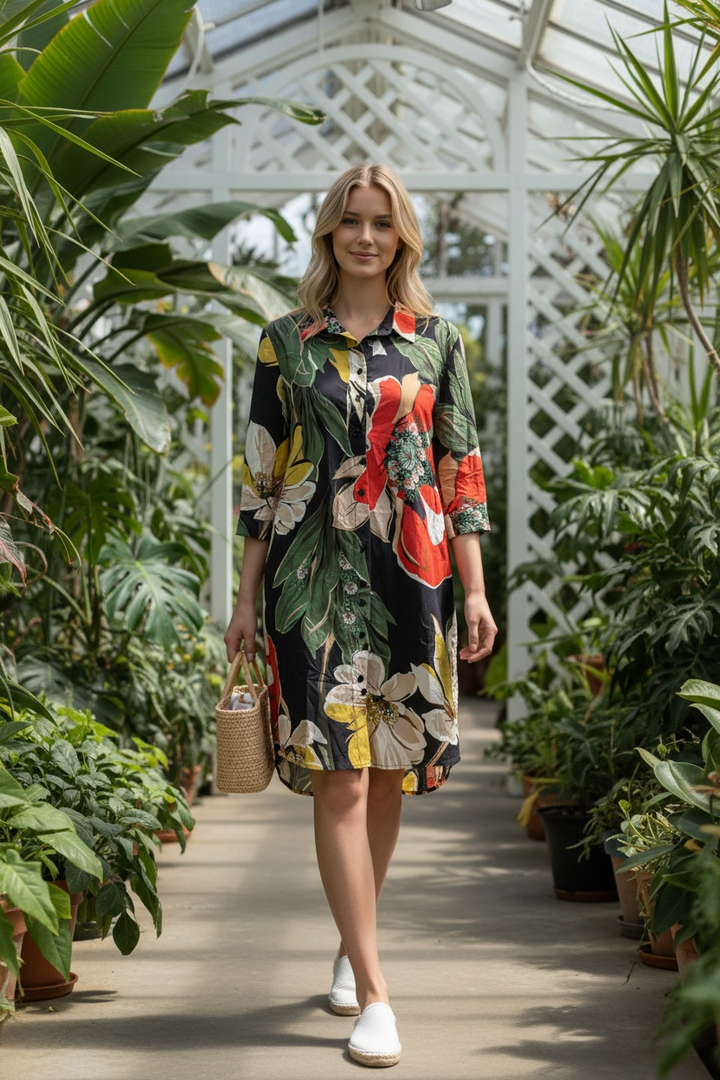 Tropical Print Dress - by Marie la Lune