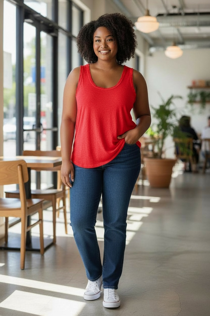 Red Cotton Tank Top - by Elissia