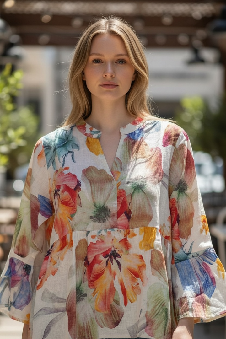Floral Italian Linen Top - by Spanner