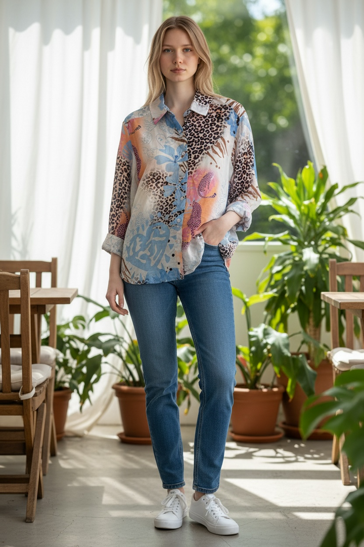 Animal Print Cotton Blouse - By Elissia