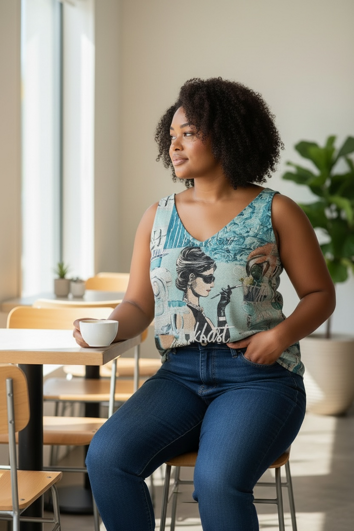 Débardeur en maille turquoise « Petit-déjeuner chez Tiffany » - par Elissia