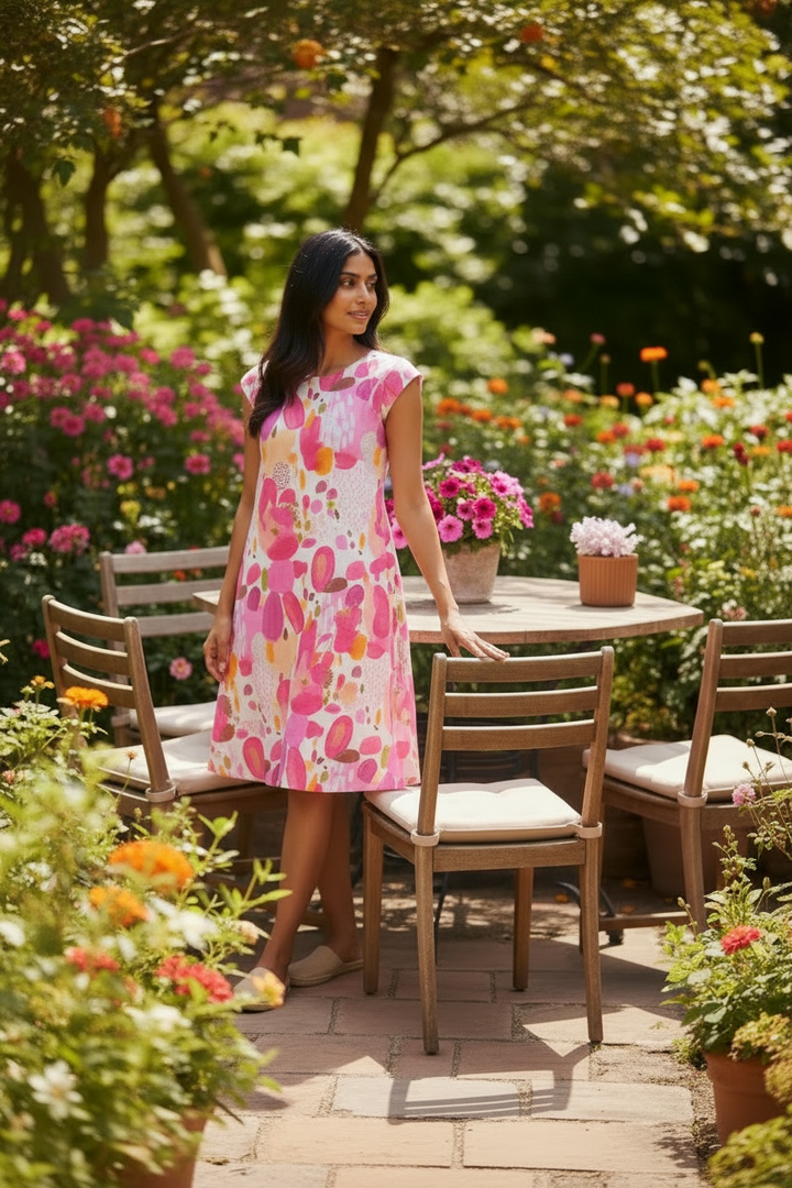 Pink Floral Linen Dress - by Eternelle