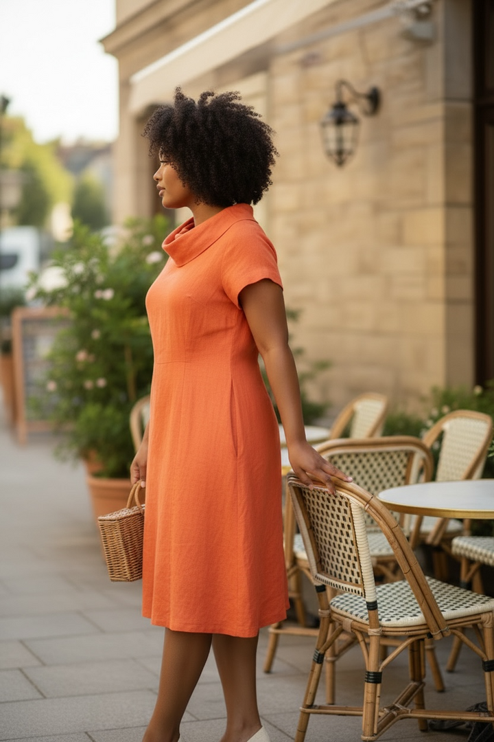 Orange Linen Dress - by Sorella