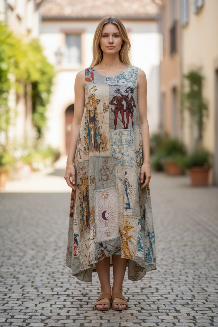 Vestido largo de patchwork de algodón de Paper Lace