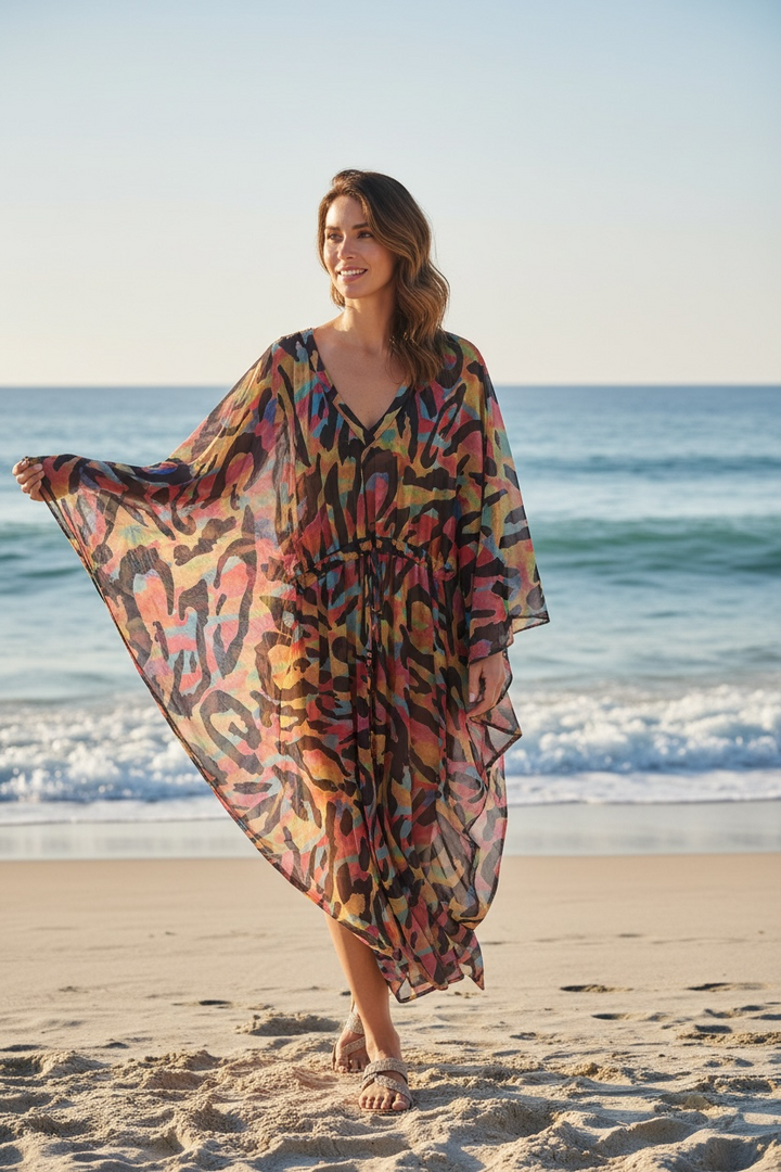 Vestido transparente con estampado animal / Vestido playero - de Kozan