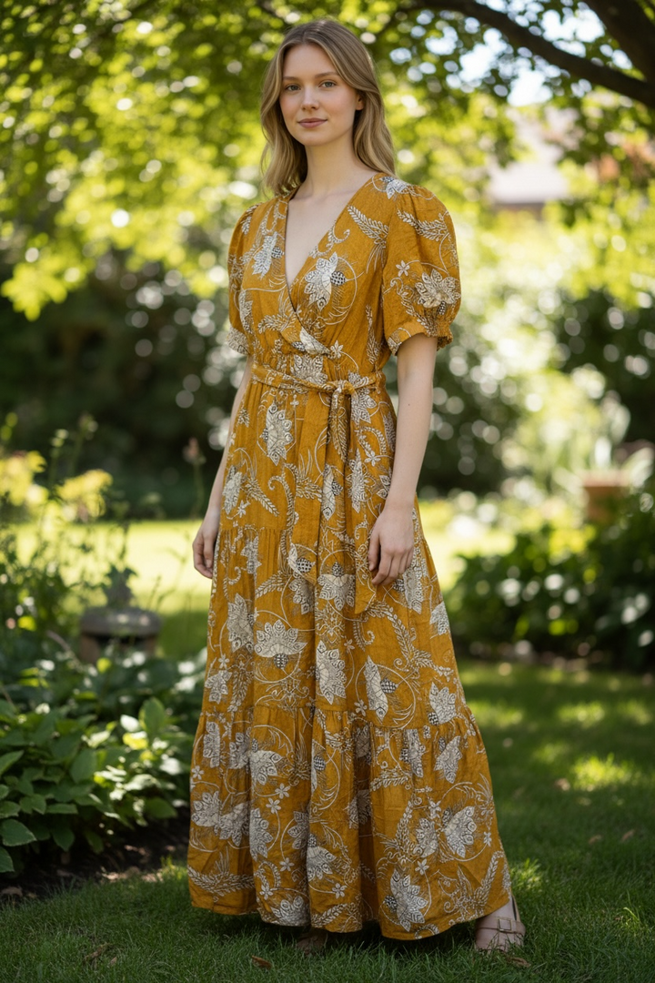 Vestido largo floral color caramelo - de See U Soon