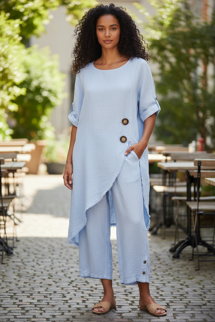 Ice Blue Linen Pants - by Amorosa