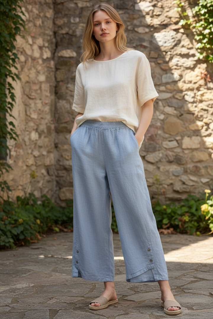 Ice Blue Linen Pants - by Amorosa