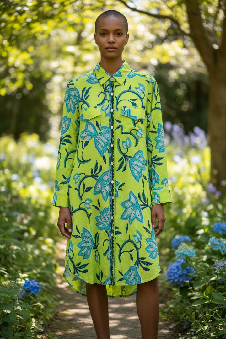 Vestido camisero color lima/verde azulado - de Avani del Amour
