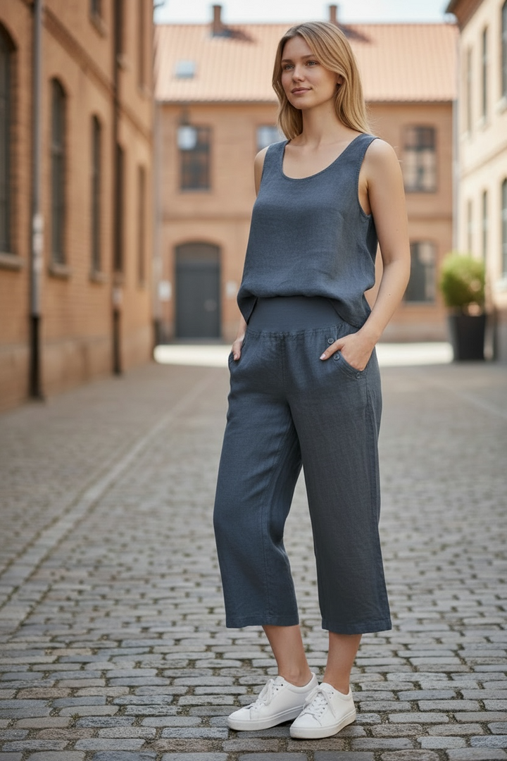 Slate Blue Linen Pants - by Linen Luv