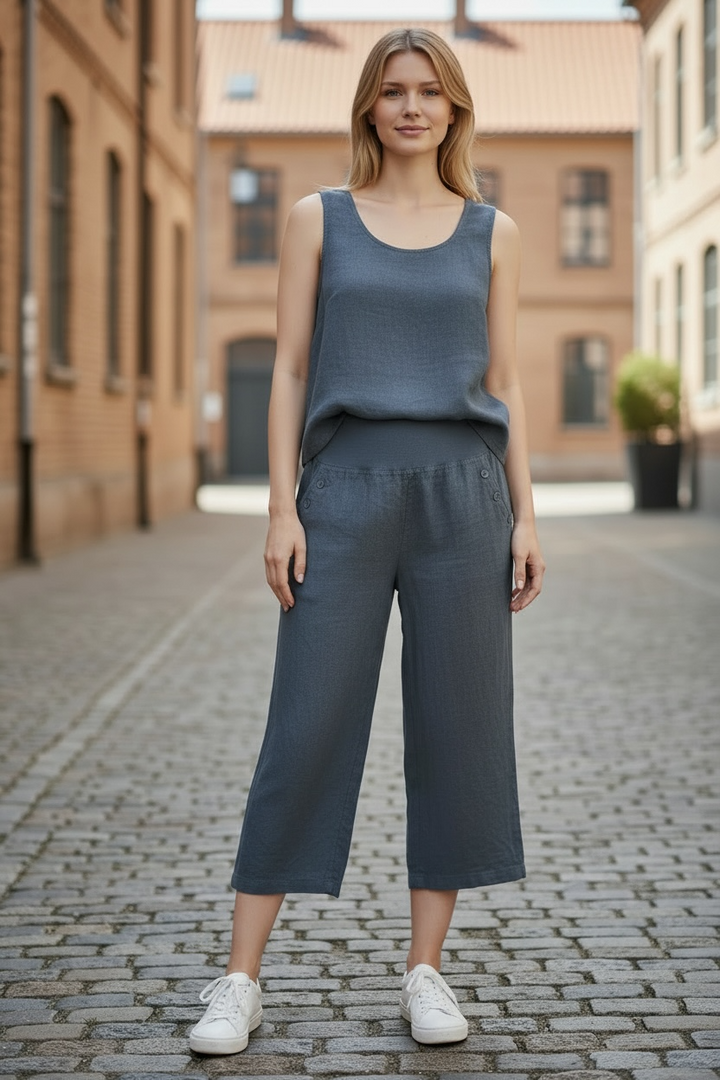 Slate Blue Linen Shell Top - by Linen Luv
