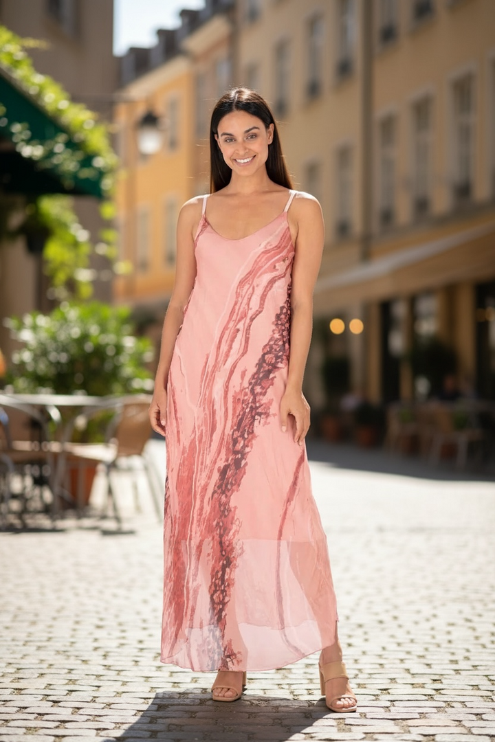 Robe à bretelles en soie rose - par M Italie