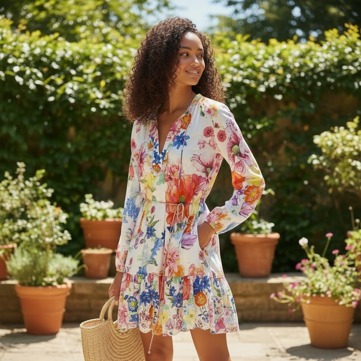 White Eyelet Floral Cotton Dress - by Princess Goes Hollywood