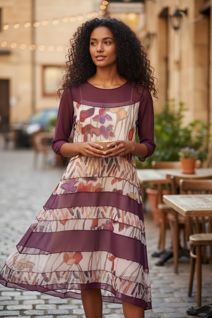 Mauve Abstract Mesh Dress - by Kozan