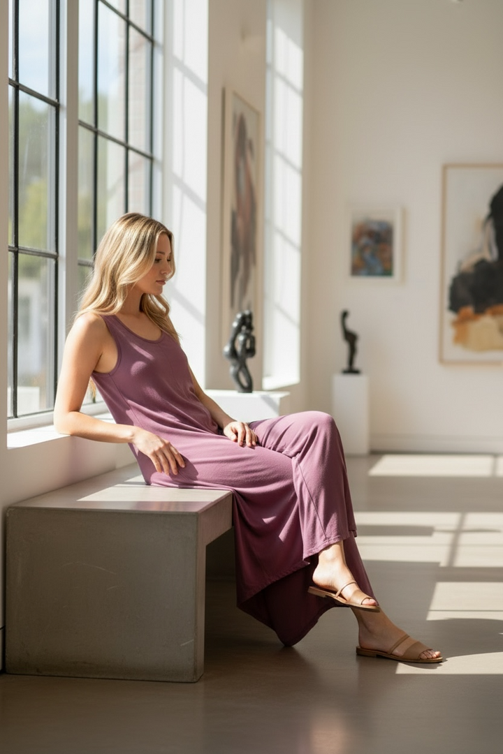 Mauve Wide Leg Jumpsuit - by Kozan