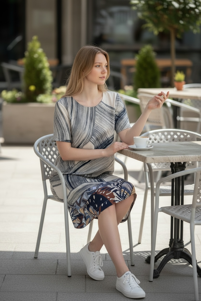 Blue Abstract Linen Dress - by Valentina’s