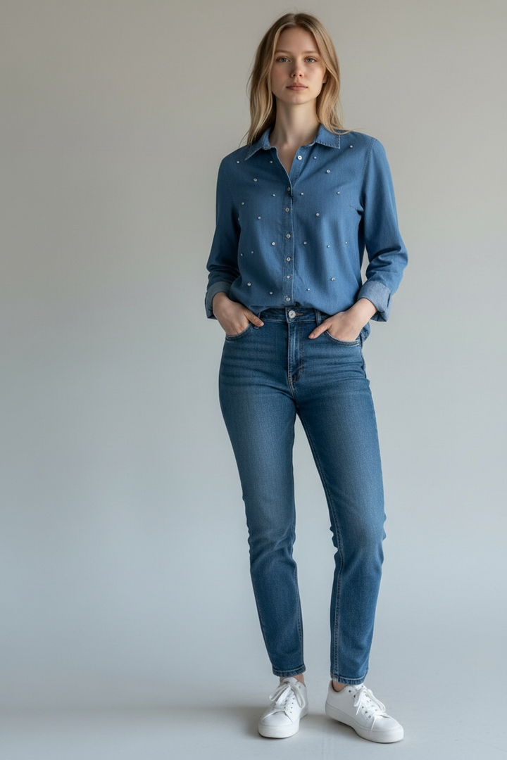 Denim Bling Blouse - by Valentina’s