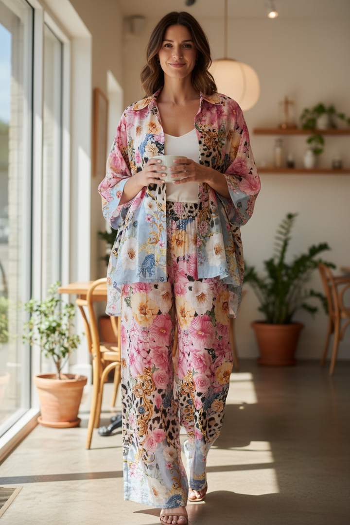 Oversized Leopard Floral Top - by Angela Mara