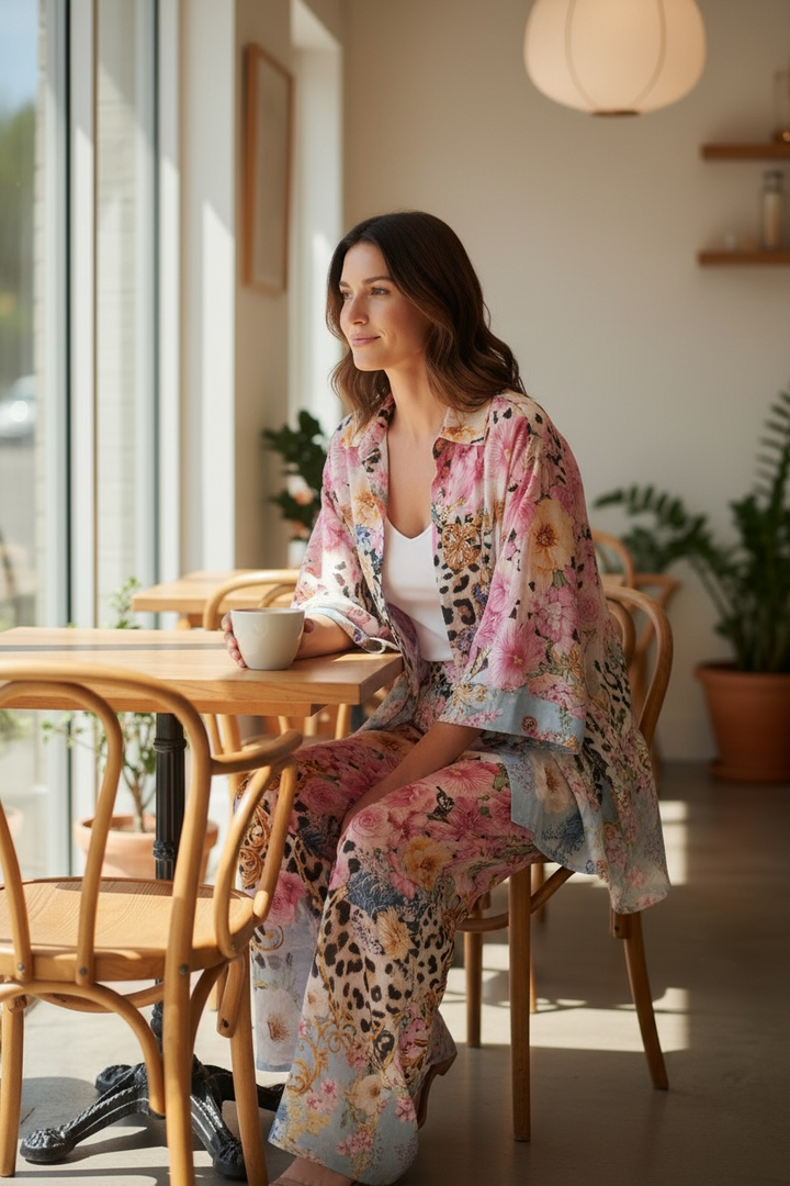 Oversized Leopard Floral Top - by Angela Mara