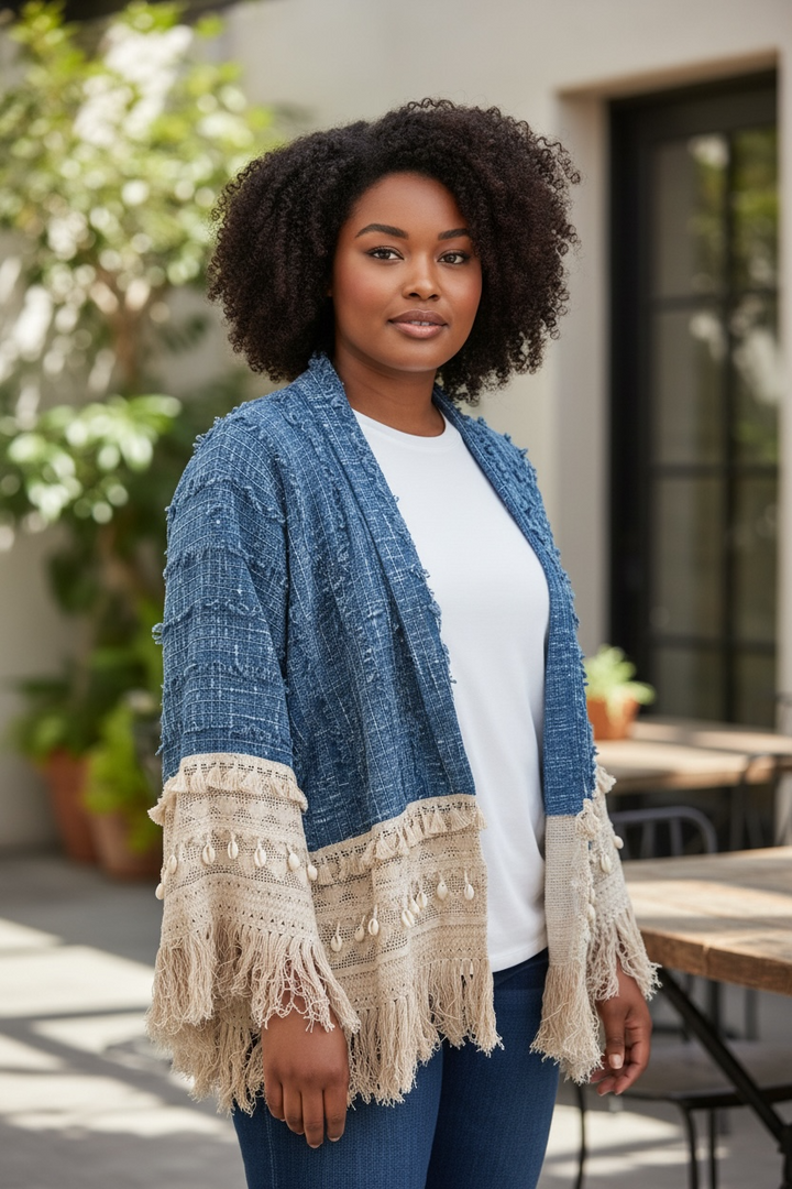 Boho Denim Shell Blazer - by Eternelle