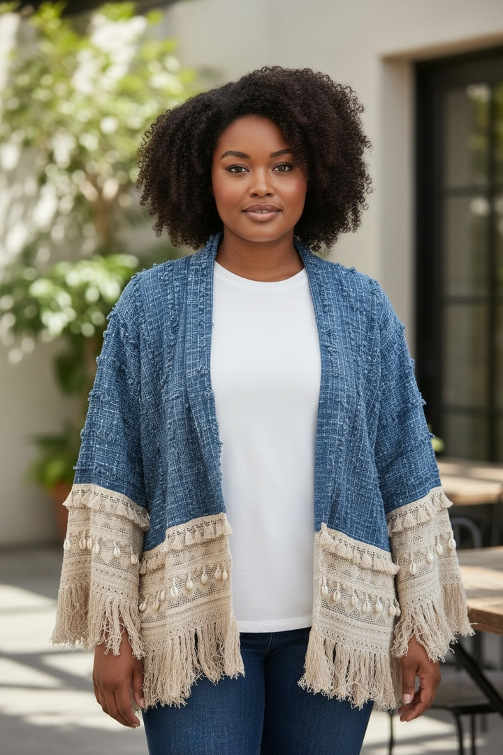 Boho Denim Shell Blazer - by Eternelle