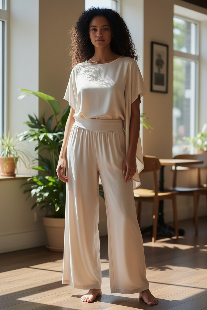 Pearl Wide Leg Drape Pants - by Eternelle