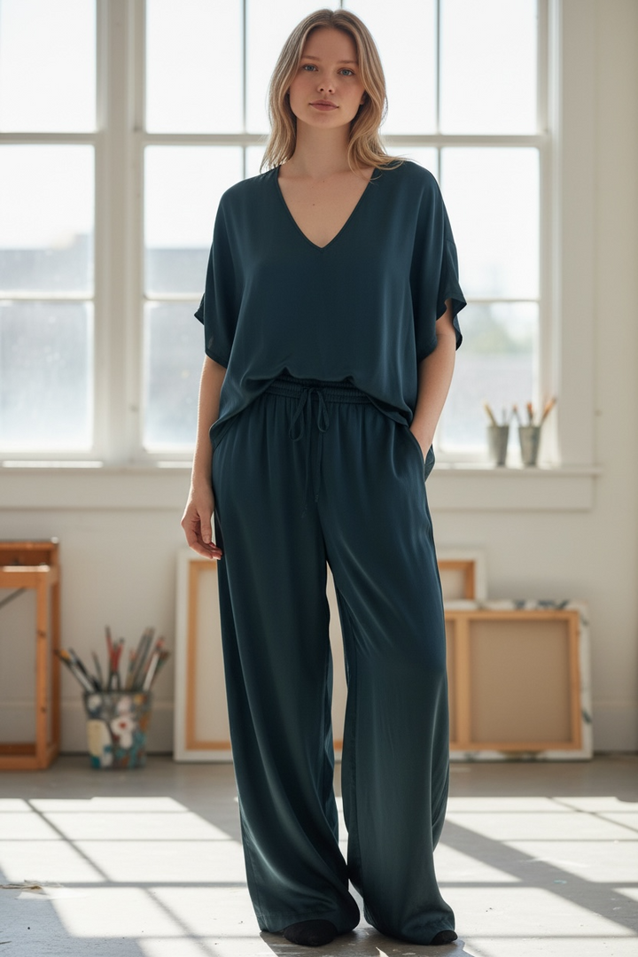 Space Blue Satiny Top - by DS Athens