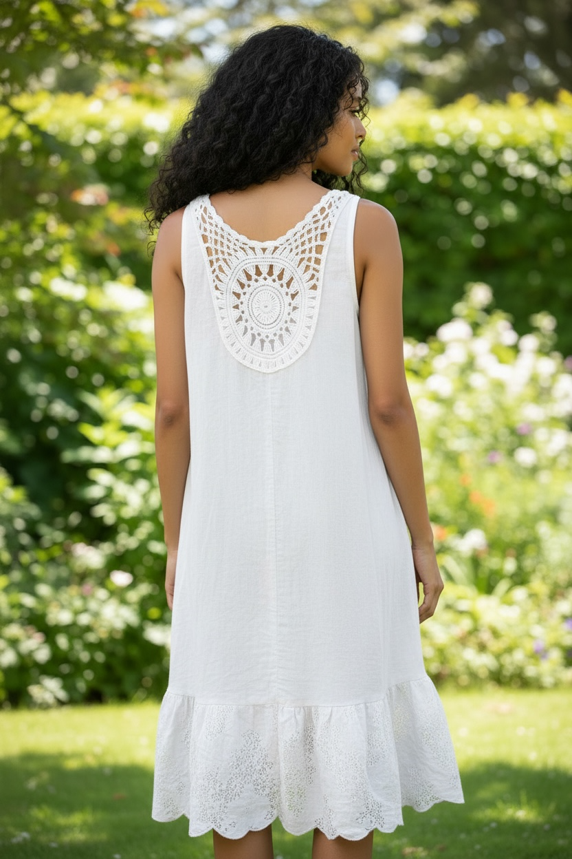 White Linen & Lace Dress - by Amorosa