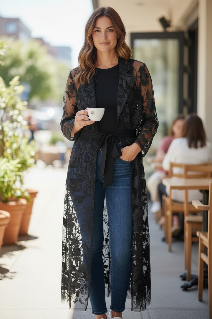 Black Lace Trench Jacket - by Spanner