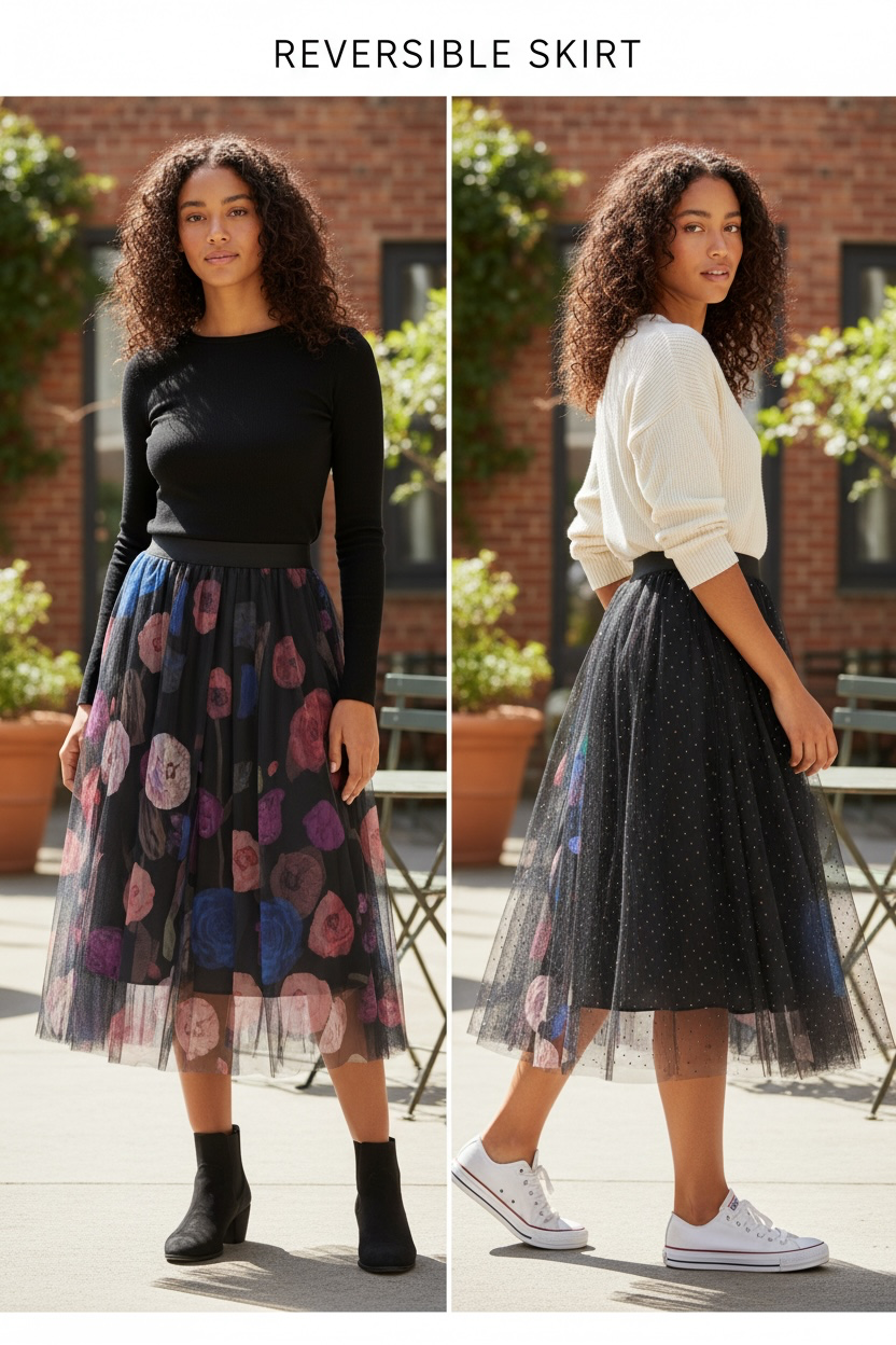 Reversible Rose Tulle Skirt - by Le Chou Chou