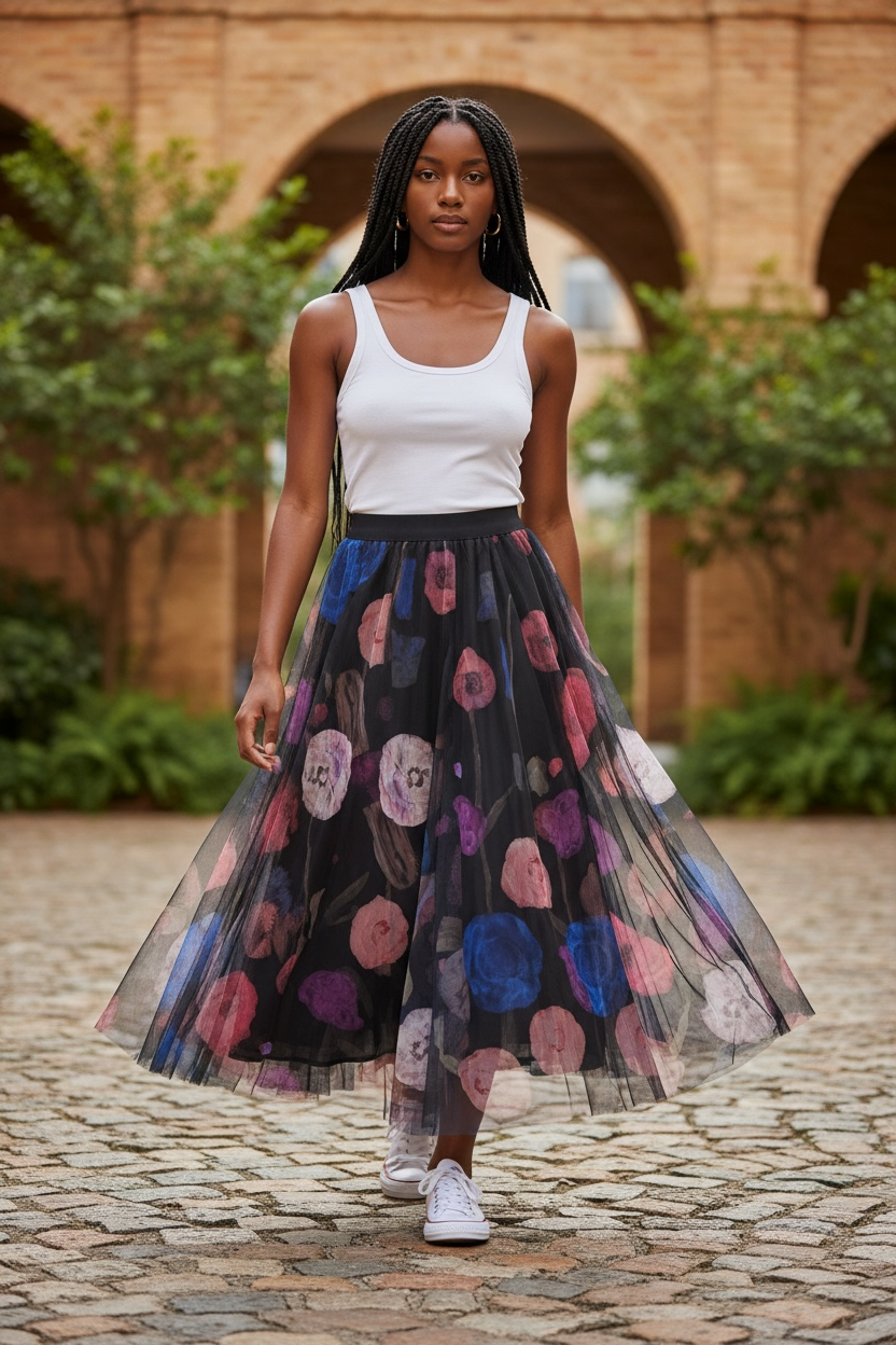 Reversible Rose Tulle Skirt - by Le Chou Chou