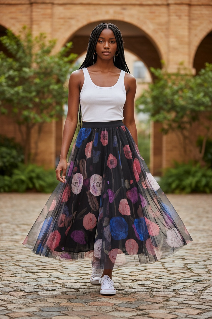 Reversible Rose Tulle Skirt - by Le Chou Chou
