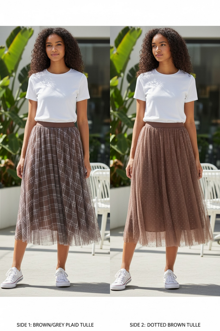 Reversible Plaid Tulle Skirt - by Le Chou Chou