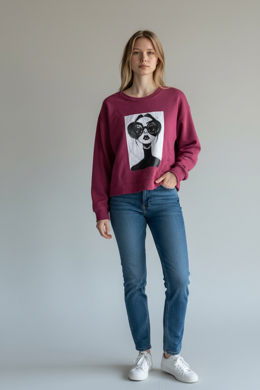 Burgundy Muse Graphic Sweatshirt - by Elissia
