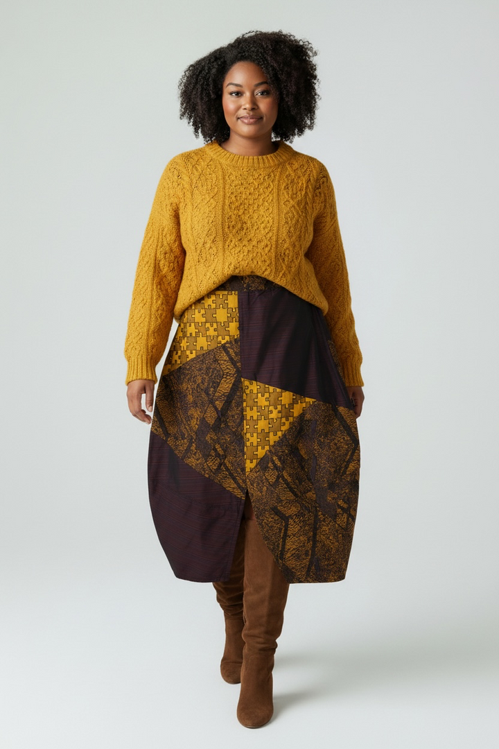 Purple & Yellow Puzzle Skirt - by Kozan
