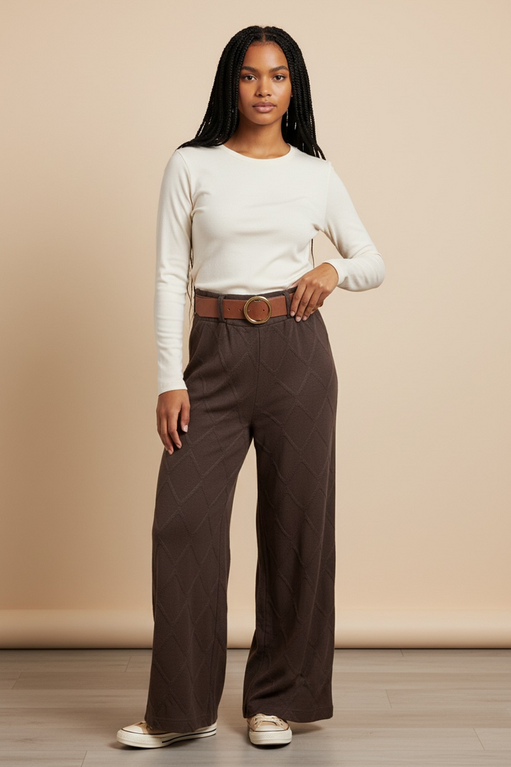 Chocolate Brown Knit Pant - by Eternelle