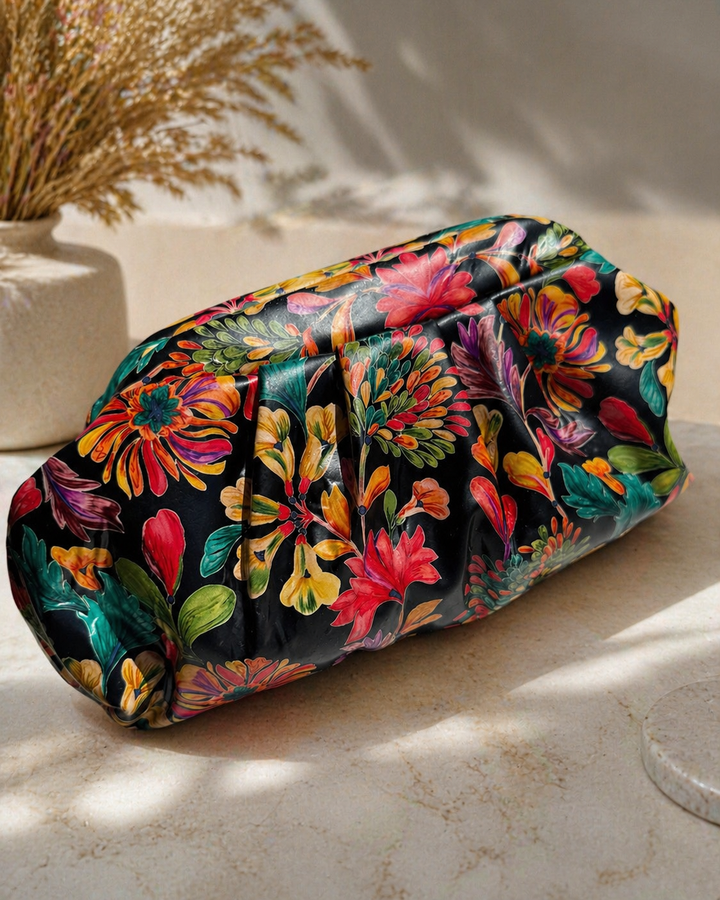 Garden Ruche Beaded Clutch
